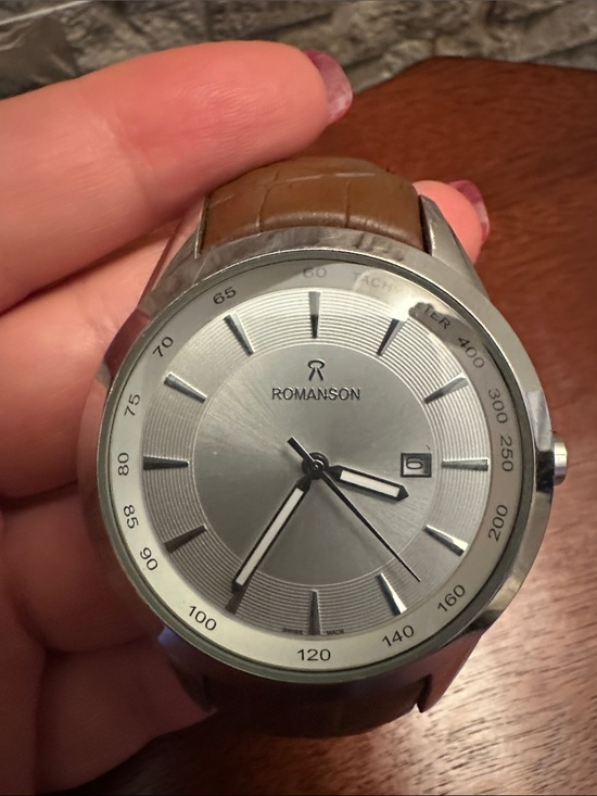 Romanson Other - Men’s Silver Dial Brown Leather Strap Watch